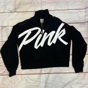 VS PINK Retired Netted Back Cropped Pullover 1/4 Zip XS